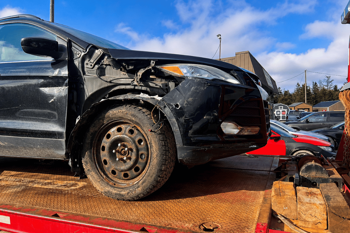 car breakdown on highway tow truck winter