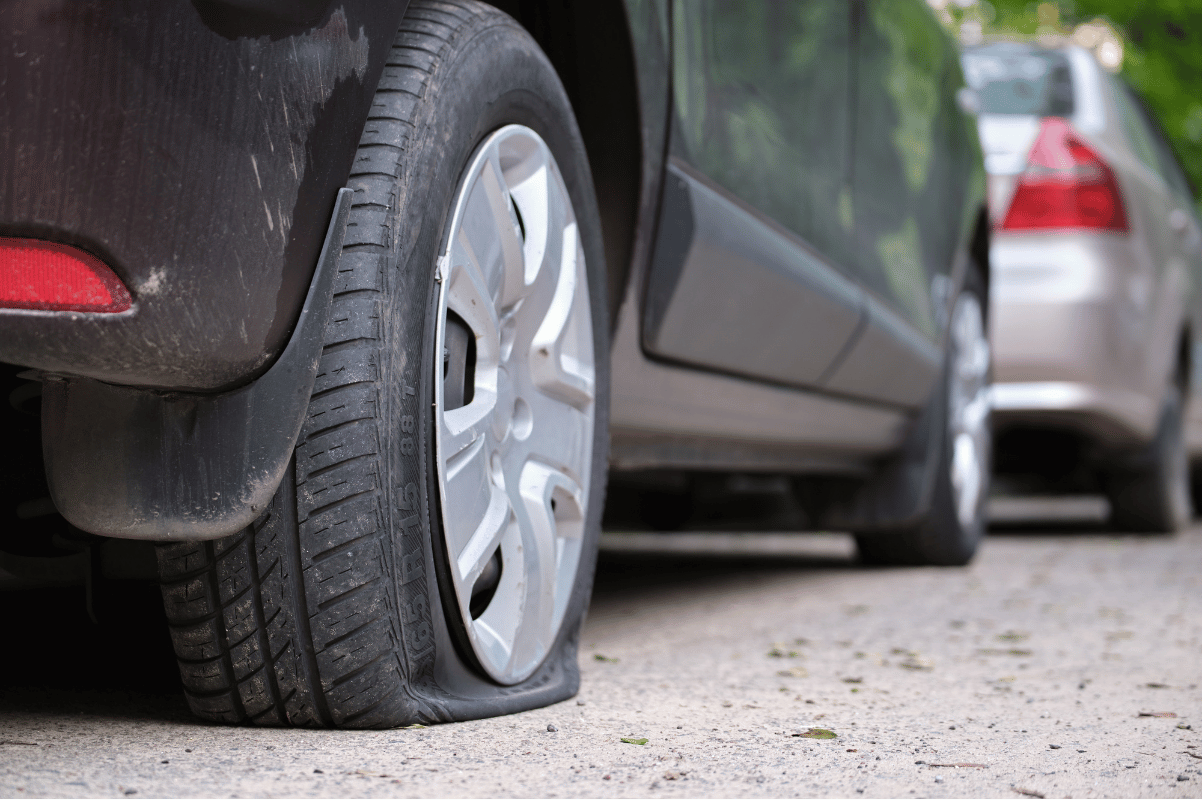 Car flat tire roadside