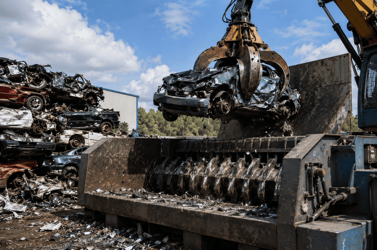 Scrap metal crusher recycled cars