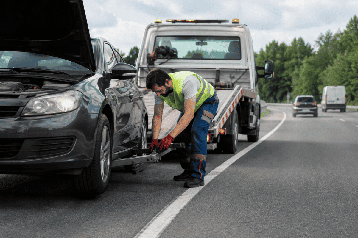 car breakdown roadside tow truck mechanic